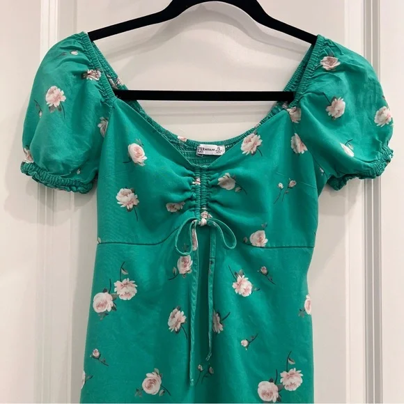 Hollister Green Floral Midi Dress with slit